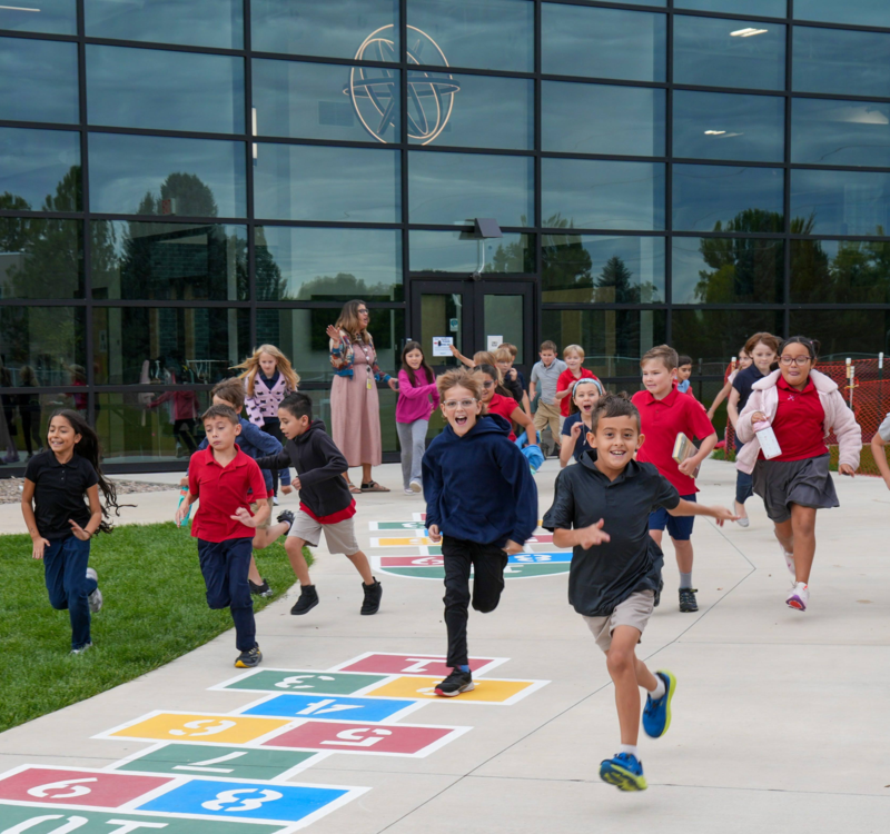 students enjoying the new playground