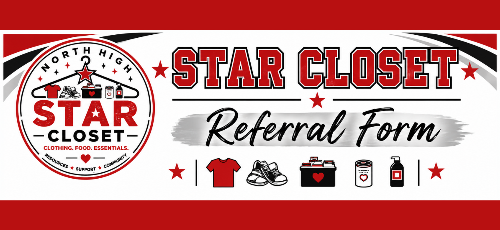 Banner for North High's Star Closet with referral form details.