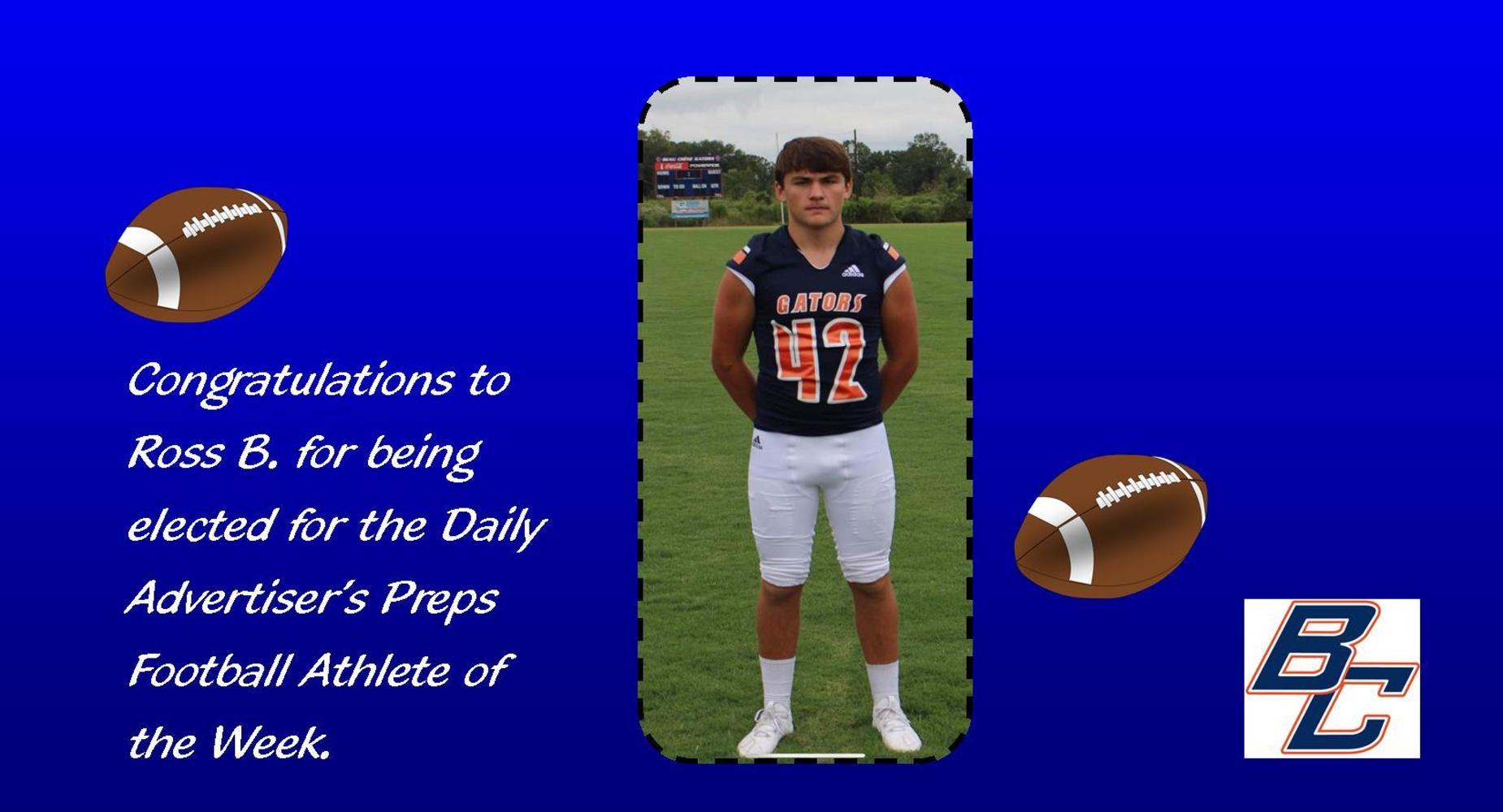Ross Bertrand elected Athlete Player of the Week for Daily Advertiser