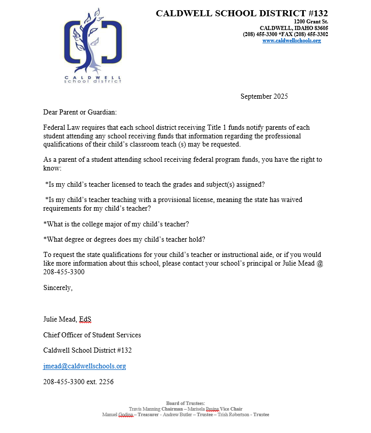 Federal Programs Letter - English