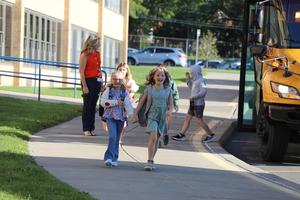 Students walking into school