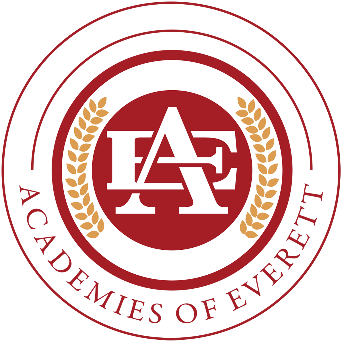 EHS Academy logo, circular with gold leafs