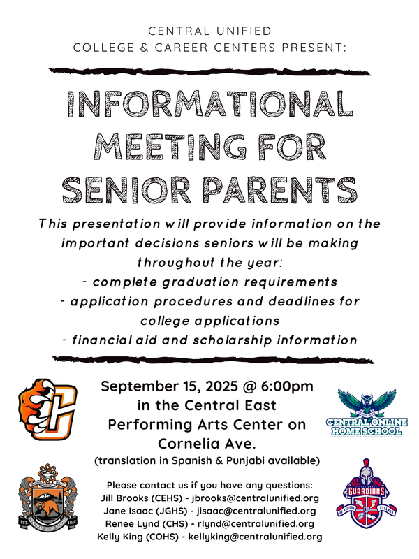 English flyer Sr. Parent Meeting