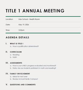 title I meeting agenda