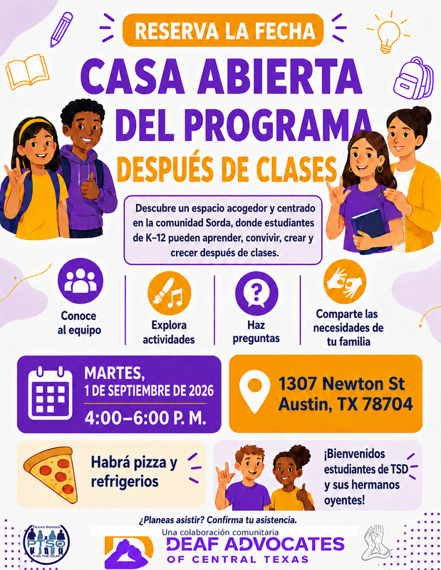 After School Program Open House with details in Spanish