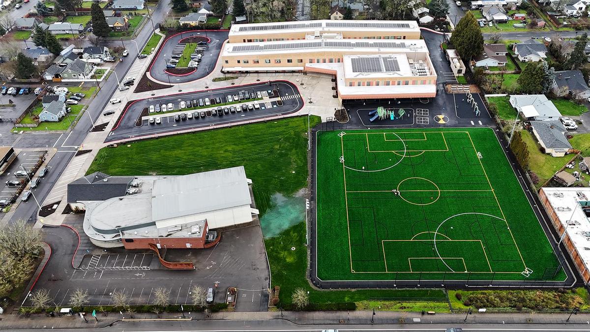 Cornelius ES campus aerial view to N