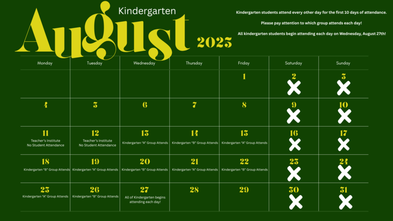 Kindergarten Calendar