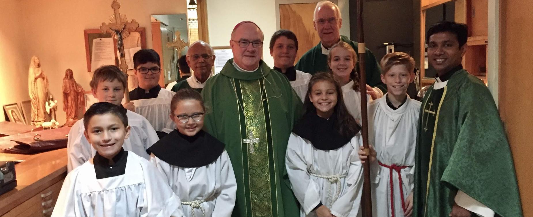 Students with Bishop Mulvey