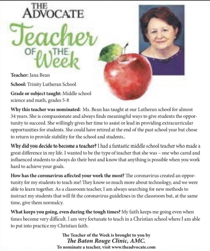 Ms. Bean - Teacher of the Week!