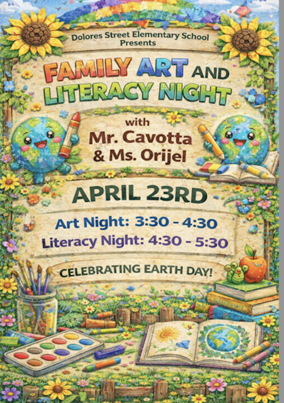 Flyer for Literacy Night on April 23rd from 3:30-5:30