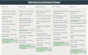 Lunch Menu/Menu para la Comida