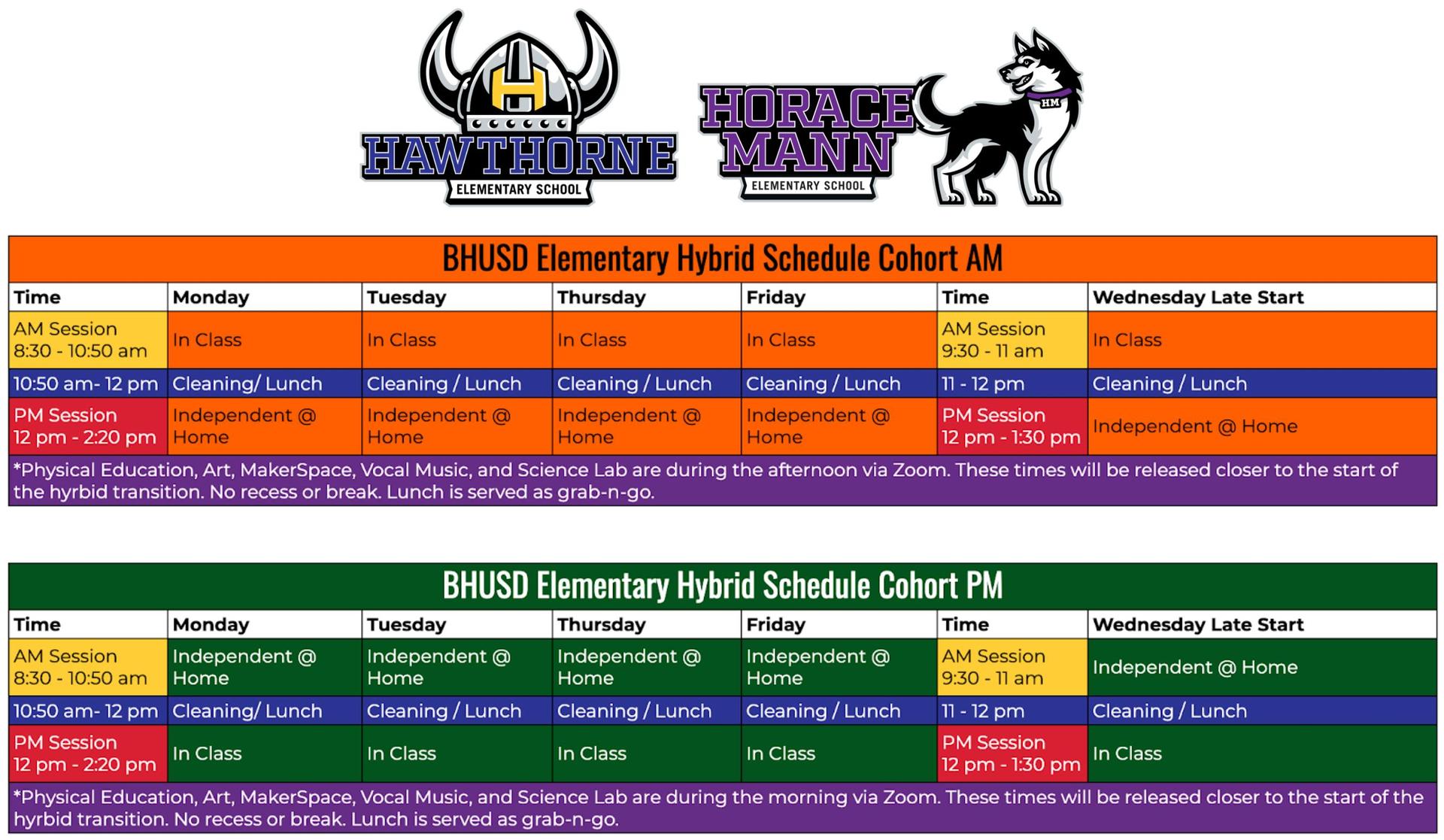 Elementary Hybrid Academic Schedule