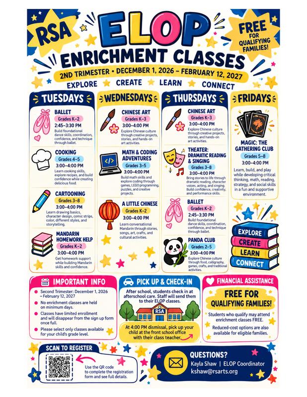ELOP Enrichment Classes sign up now