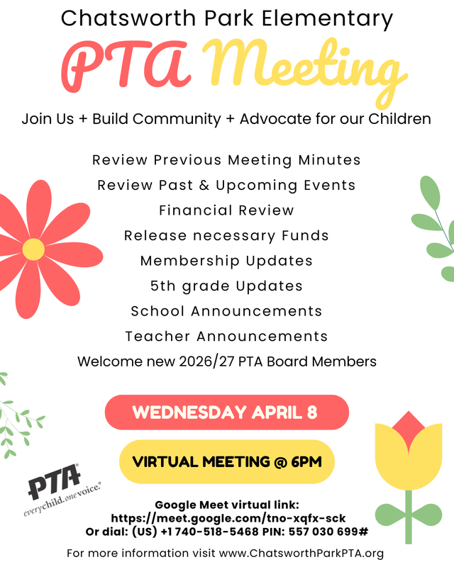 PTA Monthly Meeting Flyer