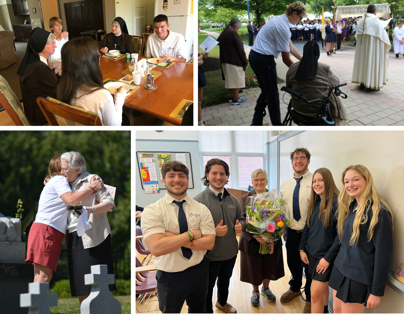 collage of photos of OLSH students and Felician Sisters