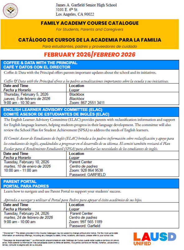 February Family Course Catalog