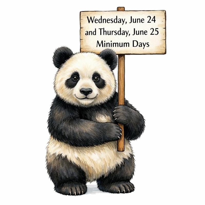 Minimum Days - Wednesday, June 24 & Thursday, June 25