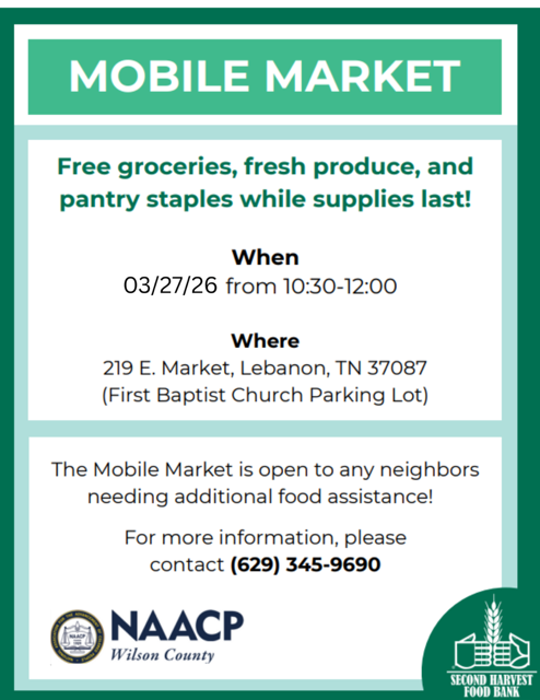 Free Groceries on 3/27/2026, 10:30am at First Baptist Church
