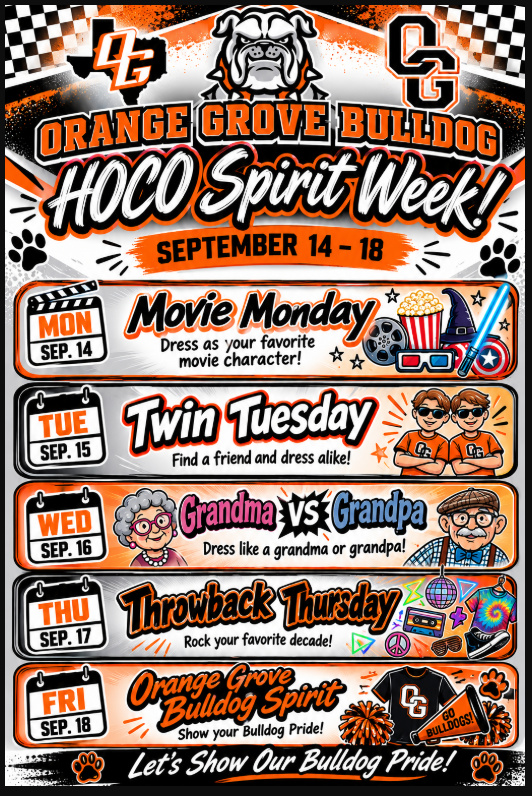 Homecoming Spirit Week Dress-up Days