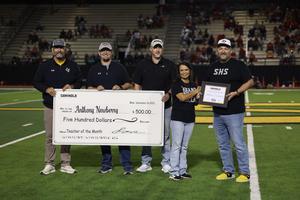 Photo of Mr. Anthony Newberry being recognized as September Teacher of the Month