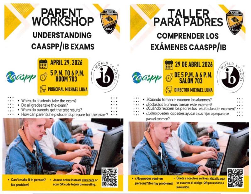 parent workshop: CAASPP testing and IB exams