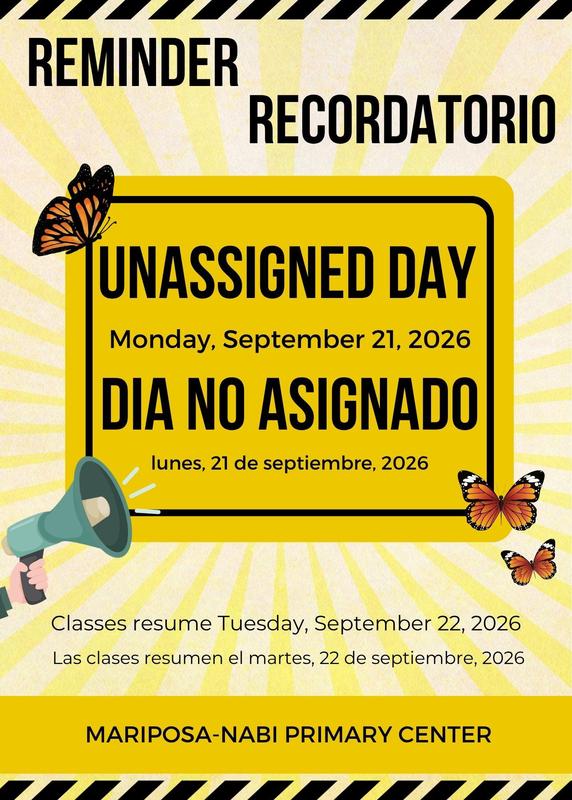 Unassigned Day Monday September 21