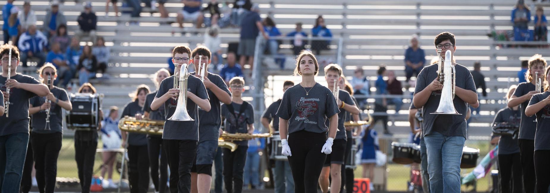Band half time show at a home football game