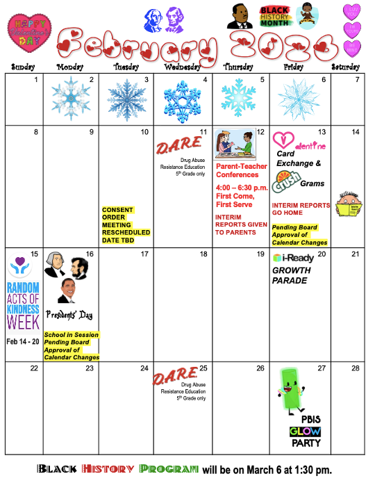 February 2026 Calendar/Calendario de febrero de 2026 Thumbnail Image