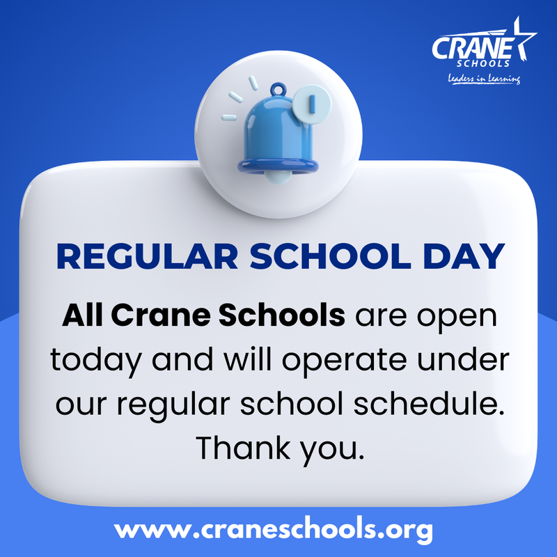 All Crane Schools are open 9/5/25 Featured Photo