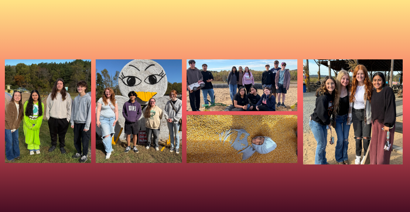 Students and staff enjoying various activities at an outdoor fair at the corn maze