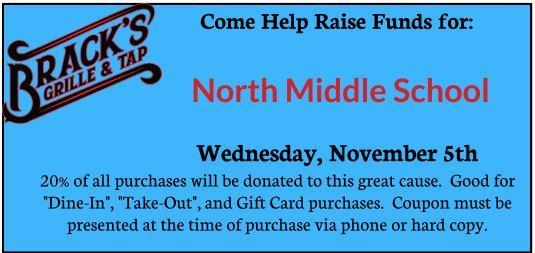 coupon to support North's fundraiser at Brack's on november 5