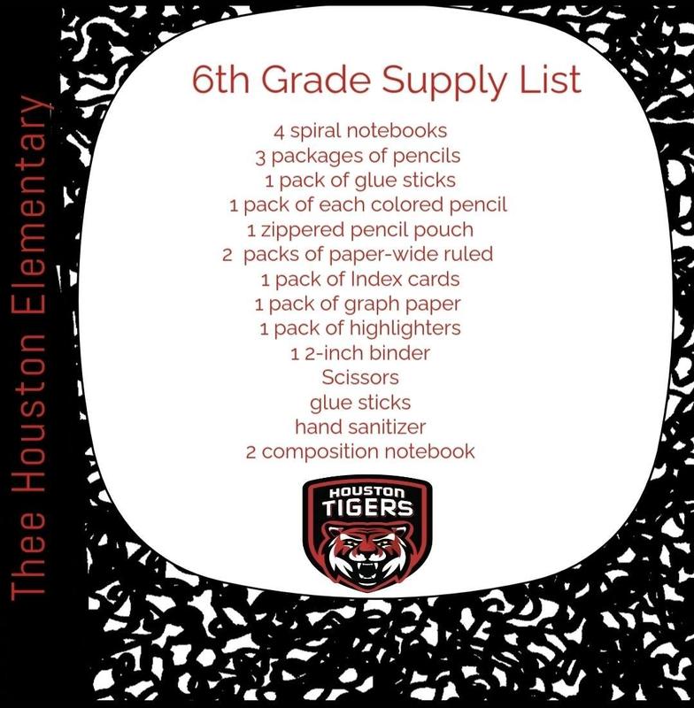 6th Grade Supply Lists