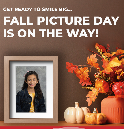 a girl's picture in a frame surrounded by fall flowers