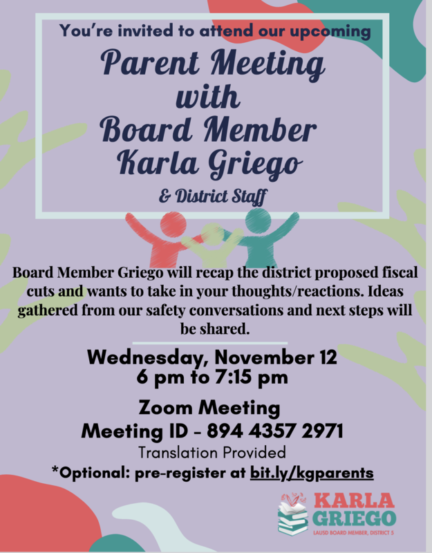 Parent Meeting with Board Member