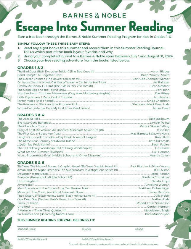 Barnes & Noble Summer Reading Challenge | Bryan Elementary School