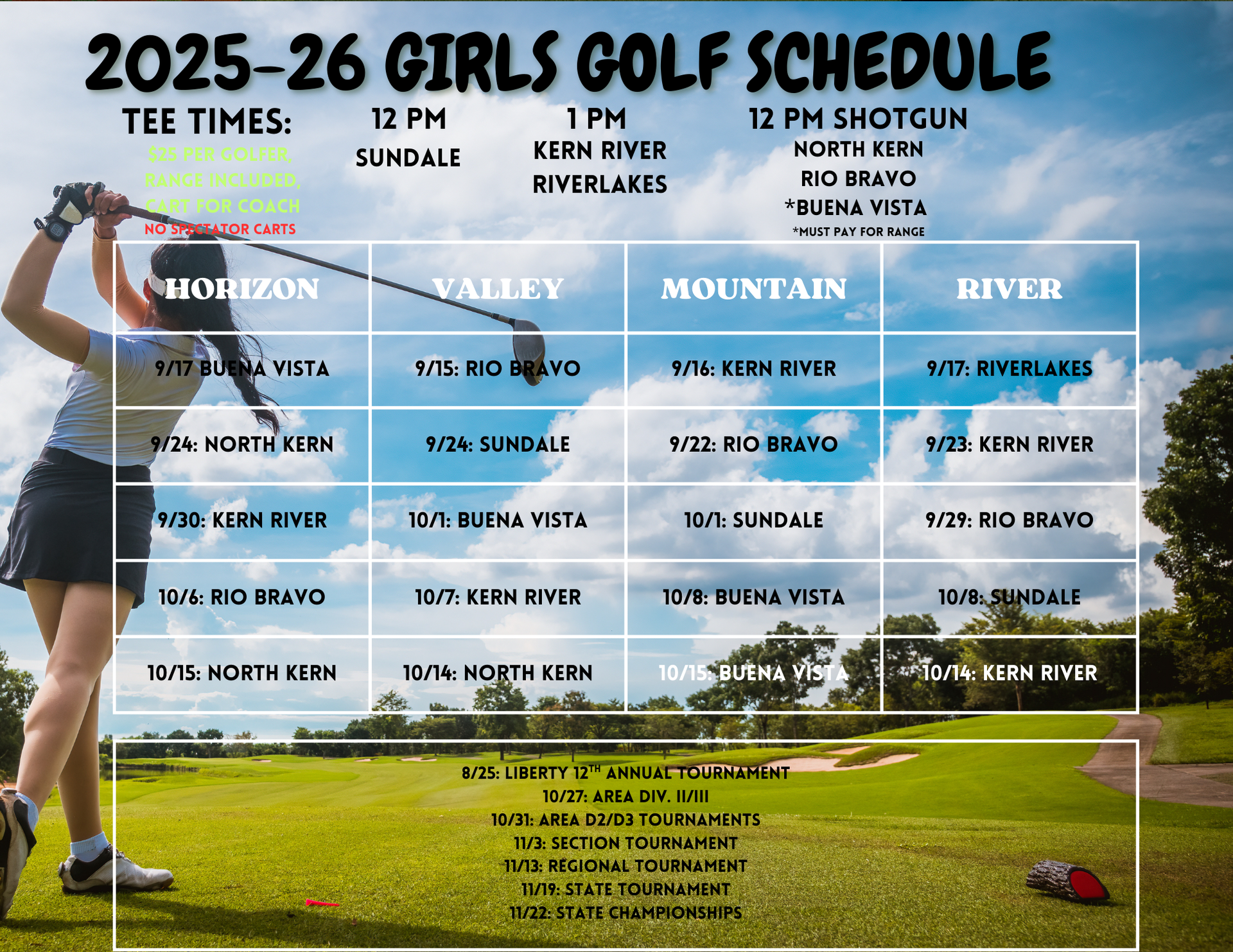 Girls Golf Schedule