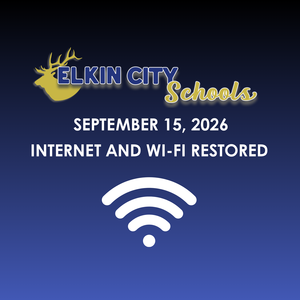 Blue background with logo stating that the internet and phones restored.
