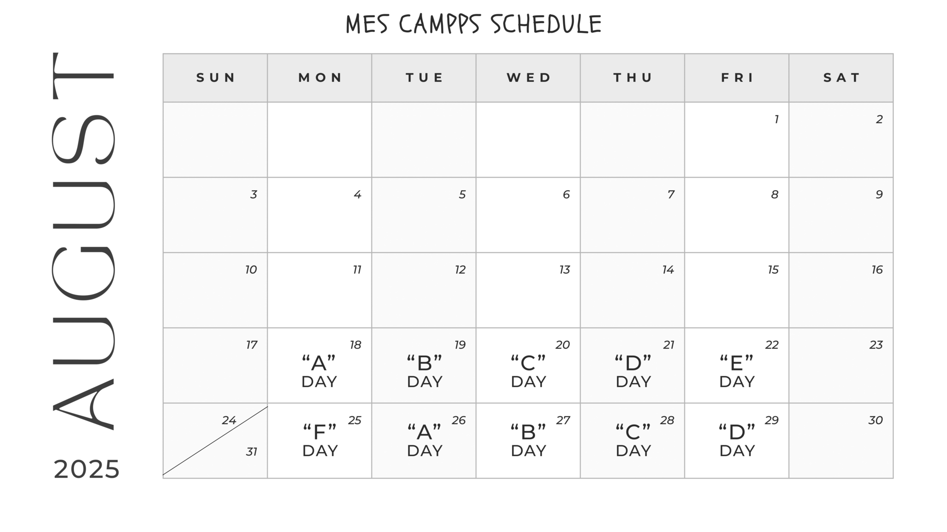 August CAMPPS Calendar