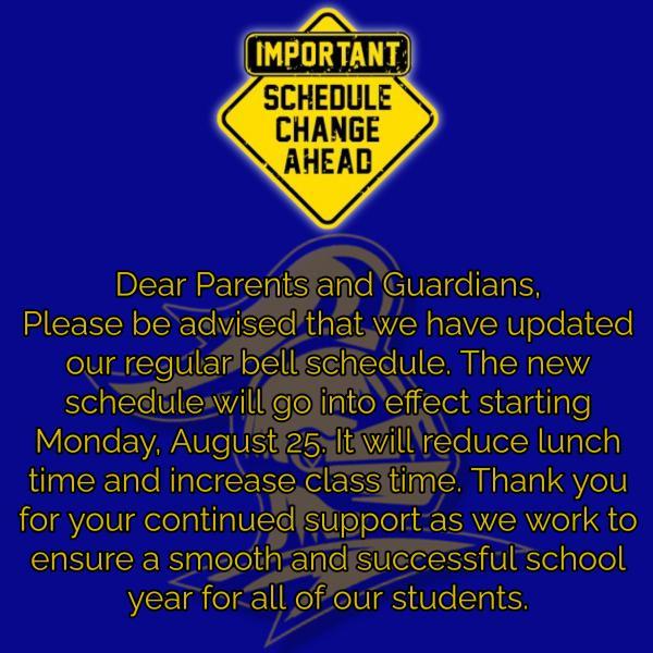 cahs regular bell schedule change