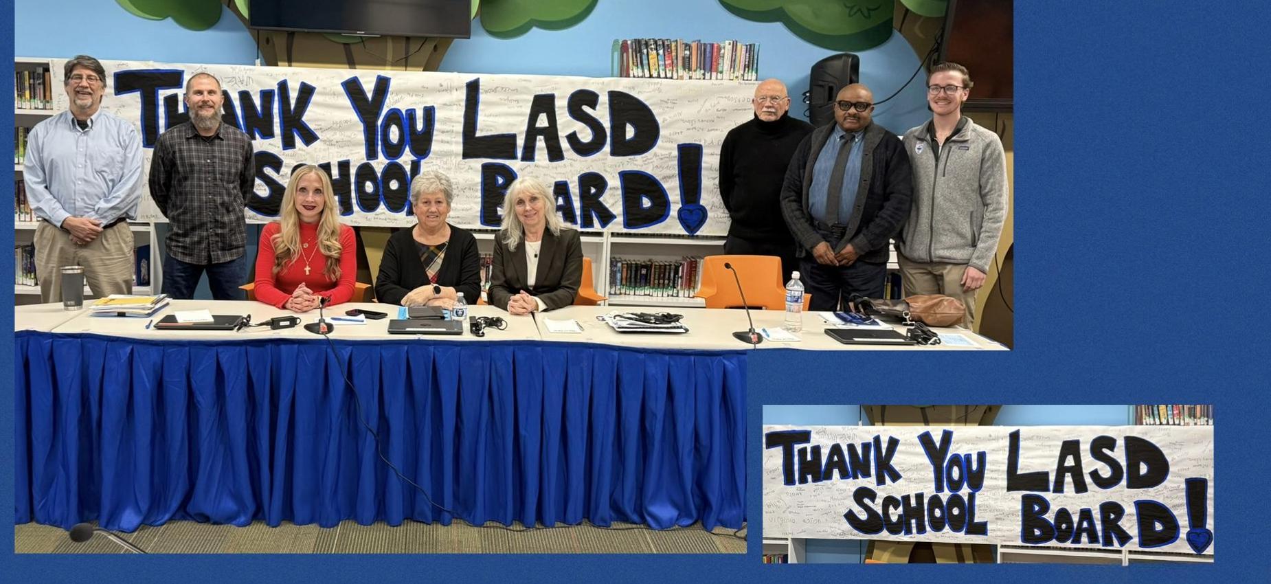 January is School Board Appreciation Month. We thank our School Board members for their dedication, leadership, and continued service to our students and community! Your commitment truly makes a difference.

From left to right: Mr. Anthony Townsend, Mr. Joseph Lepish, Ms. Danielle Reinke, Ms. Candi Stewart, Ms. Rebecca Blas, Mr. Neill Brady, Mr. Darius Lovelace, Mr. Andrew Pallus.  Missing from photo- Mrs. Melanie Knight