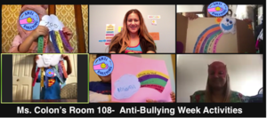 Students showing their rainbow projects