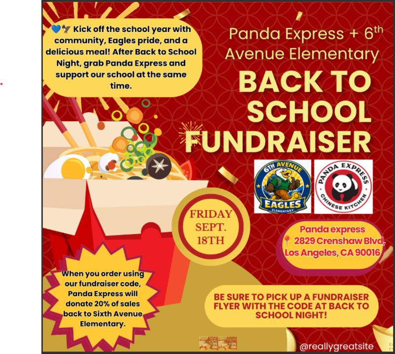 Panda Express and Back to School Fundraiser