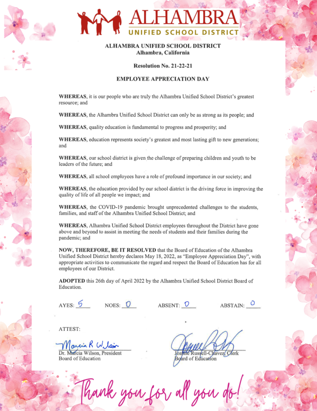 May 18th - AUSD Employee Appreciation Day Featured Photo
