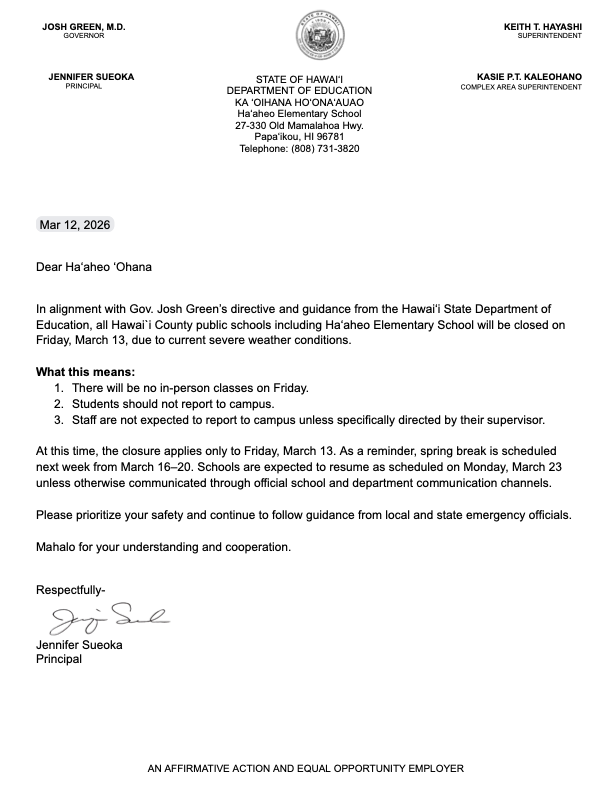 SCHOOL CLOSED: FRIDAY, MARCH 13 Featured Photo