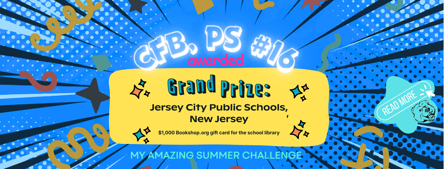 Colorful graphic announcing the Grand Prize for Jersey City Public Schools.