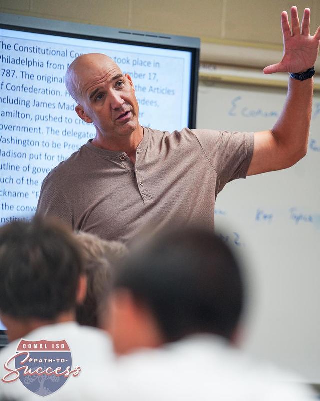 Canyon Lake High School Coach Brian Hooper teaching.