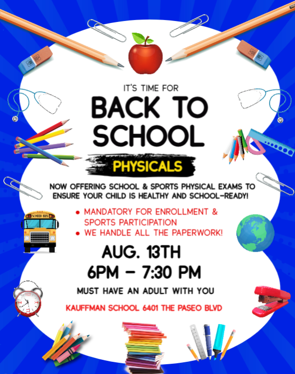 Back to School Physicals- August 13th 6pm -7:30pm Featured Photo