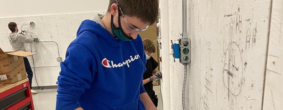 Alex Kuehne taking part in the Electrical Pre-Apprenticeship Program.