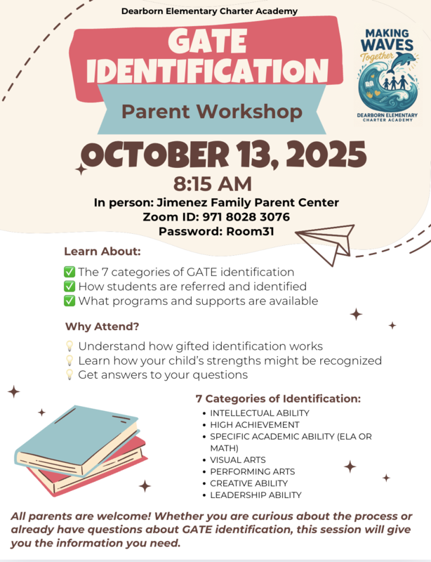 GATE/SAS Parent Workshop on Monday, October 13 @ 8:15 AM