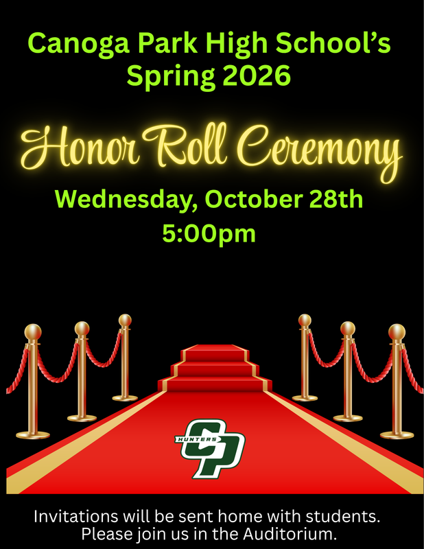 Honor Roll Ceremony Date Announcement on Wednesday October 28th at 5pm